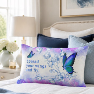 Almohada Lumbar Inspiradora de Mariposa Azul