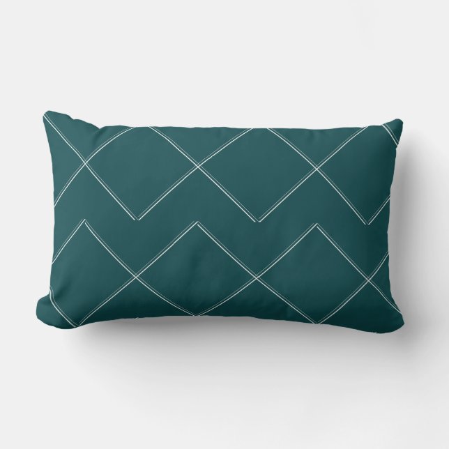 Almohada lumbar interior geométrica moderna verde  (Anverso)