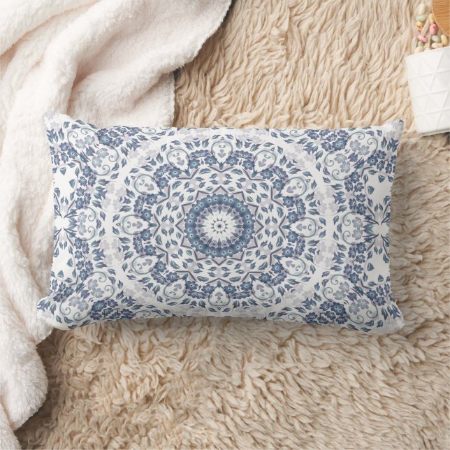 Almohada lumbar mandala azul polvoriento (Manta)