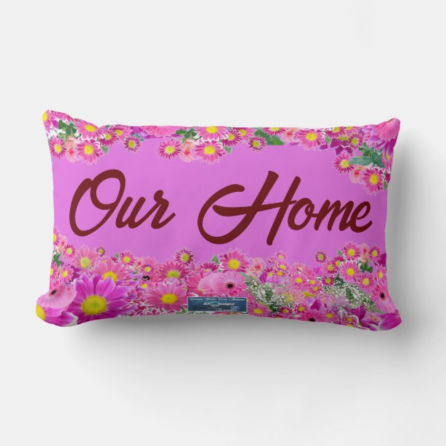Almohada Lumbar (Mezcla de Flor Rosa) RFPMDesigns  (Anverso)
