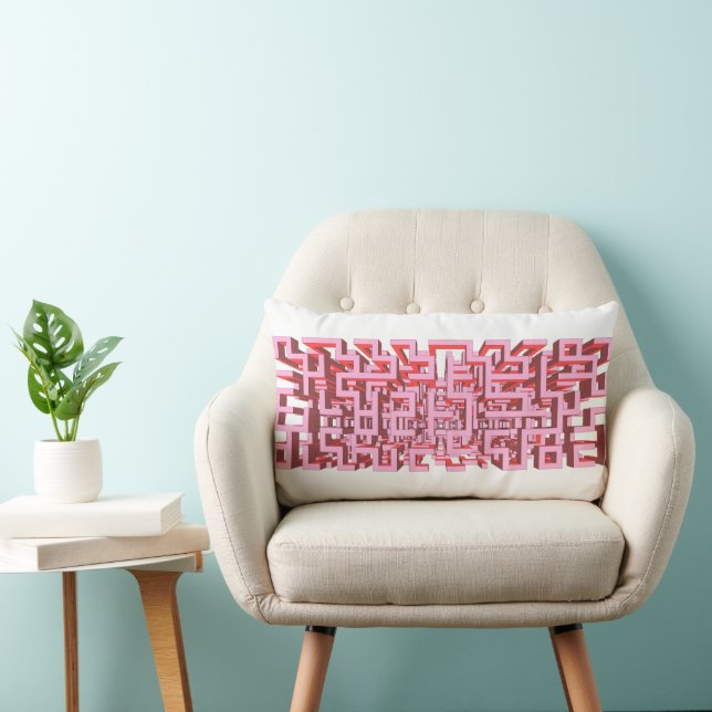 Almohada lumbar moderna 3D de laberinto rosa (Silla)