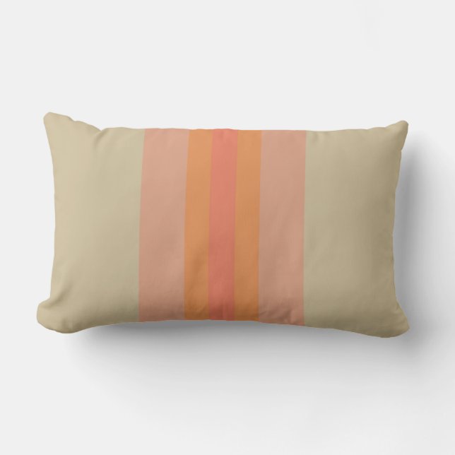 Almohada lumbar moderna a rayas beige de coral (Anverso)