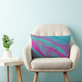 Almohada lumbar moderna con brillo dorado rosa y a