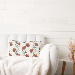 Almohada lumbar moderna de terracota con estampado