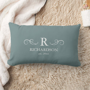 Almohada Lumbar Monograma Gris Azul