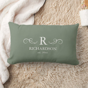 Almohada Lumbar Monograma Sage