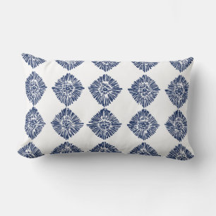 Almohada lumbar náutica moderna azul y blanca