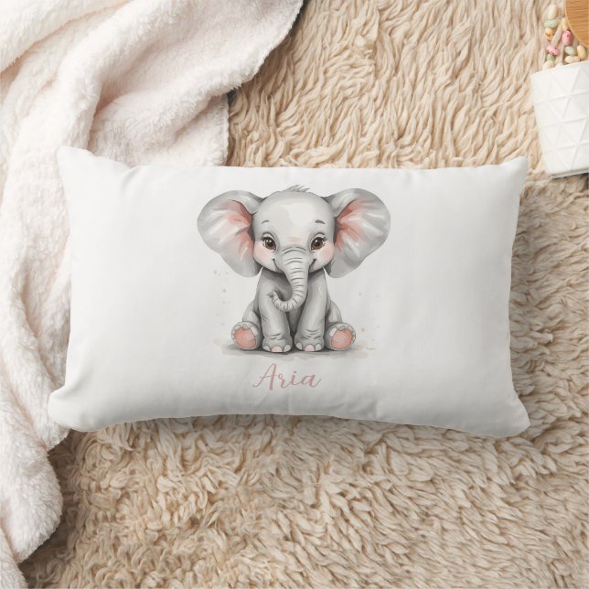 Almohada lumbar para nursery de elefante bebé con  (Manta)
