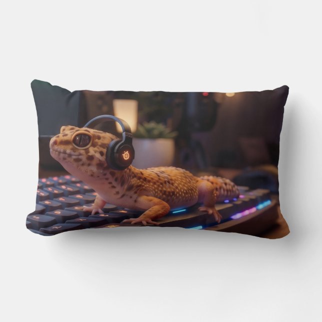 Almohada Lumbar para Programador Cyberpunk GeckoDe (Anverso)