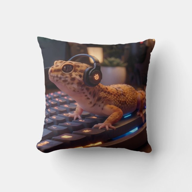 Almohada Lumbar para Programador Cyberpunk GeckoDe (Anverso)