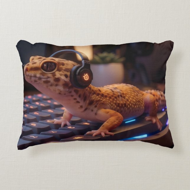 Almohada Lumbar para Programador Cyberpunk GeckoDe (Anverso)