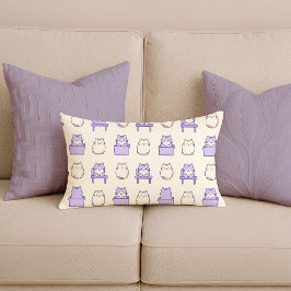 Almohada Lumbar Pastel de Gato Gordito Lavanda Kaw