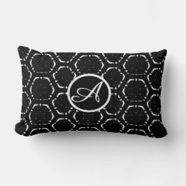 Almohada lumbar personalizada con monograma en B&W