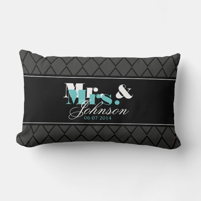 almohada lumbar personalizada de Mr. y Mrs. newlyw (Anverso)