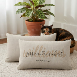 Almohada lumbar personalizada rústica para boda 13