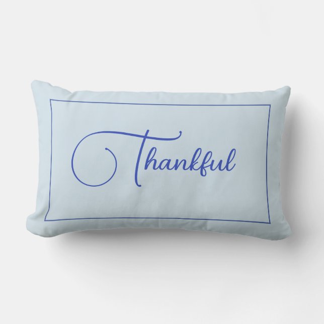Almohada lumbar reversible azul agradecida (Anverso)