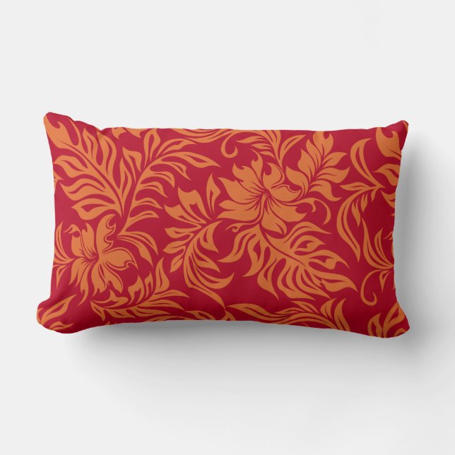Almohada lumbar reversible hawaiana del hibisco de (Anverso)