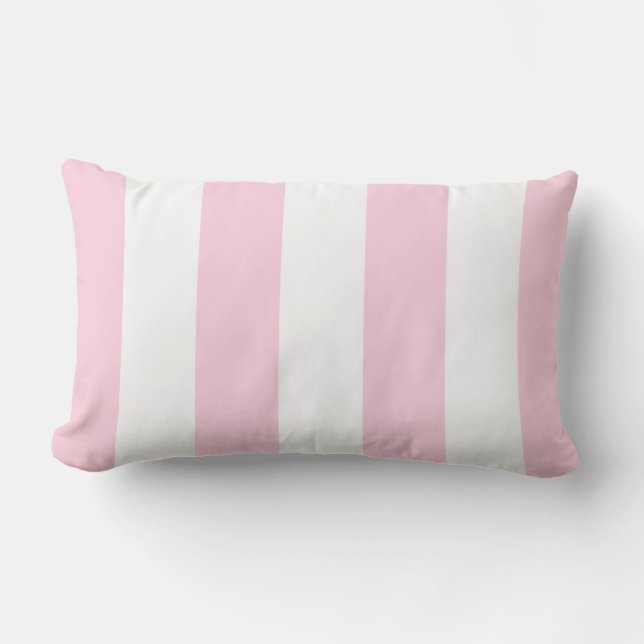 Almohada lumbar rosa y franja blanca de goma (Anverso)
