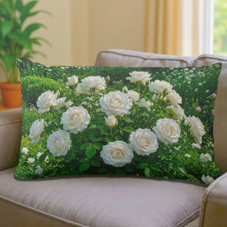 Almohada Lumbar Rosas Blancas