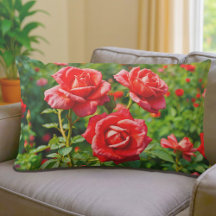 Almohada Lumbar Rosas Rojas