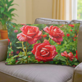 Almohada Lumbar Rosas Rojas