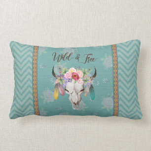 Almohada lumbar salvaje y libre de Boho (turquesa