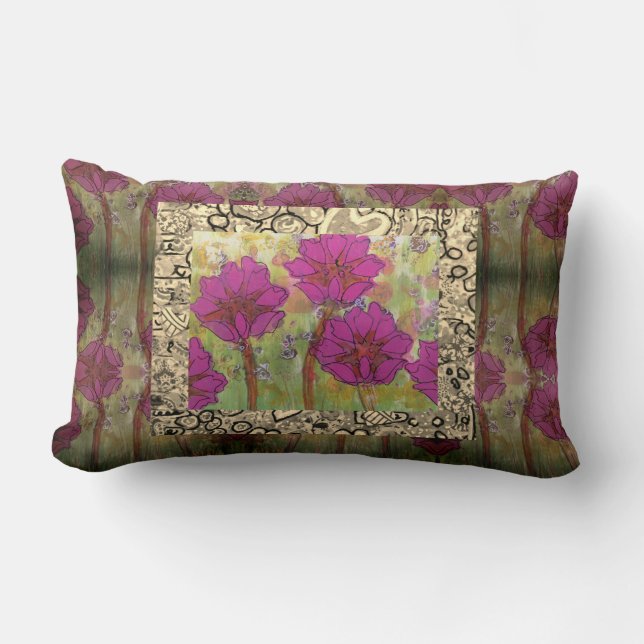 Almohada Lumbar - Tres Flores Rosas (Anverso)