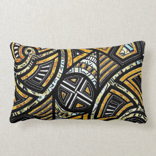 Almohada lumbar tribal del diseñador del negro