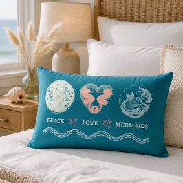 Almohada Lumbar Turquesa Artística Sirenas Paz Amo