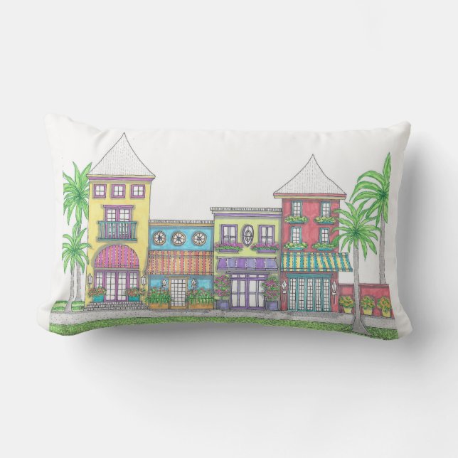 Almohada lumbar turquesa Tropical Shops (Anverso)