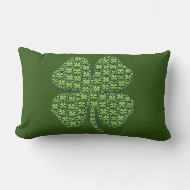Almohada lumbar verde oscuro del trébol irlandés (Anverso)