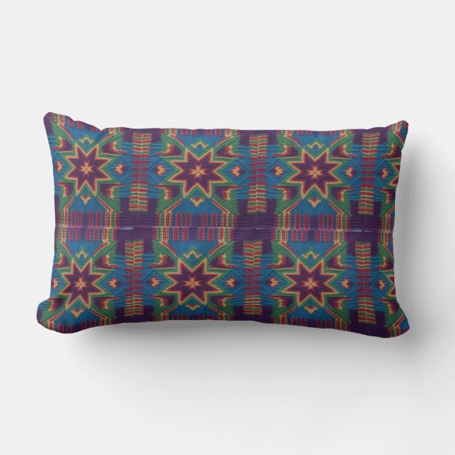 Almohada lumbar vibrante con patrón de mandala de  (Anverso)