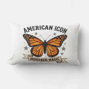 Almohada Lumbar Vintage Monarch Butterfly Icono Am