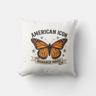 Almohada Lumbar Vintage Monarch Butterfly Icono Am