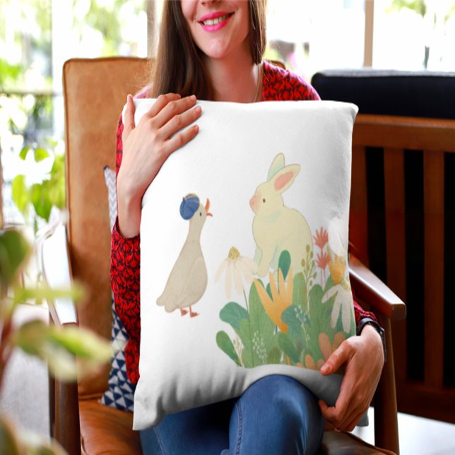 Almohada Lumbar Woodland Bunny & Bird | Nu Caprich (Subido por el creador)