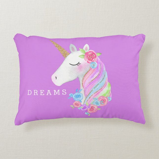 Almohada mágica del unicornio del arco iris (Anverso)