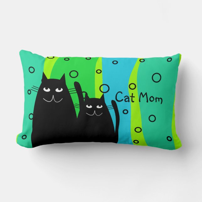 Almohada "mamá del arte del gato negro del gato " (Anverso)