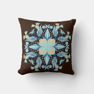 Almohada Mandala Bloom en marrón chocolate