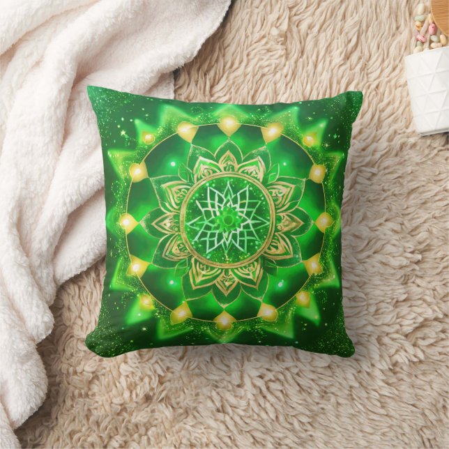 Almohada Mandala Verde Chakra del Corazón (Manta)