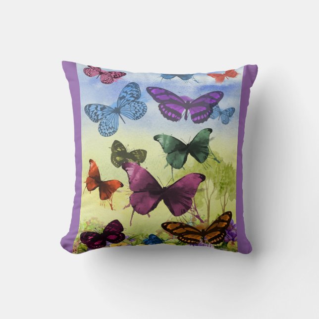 Almohada Mariposa con Respaldo Morado (Anverso)