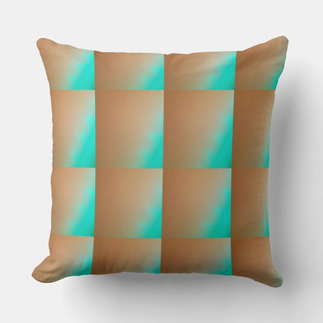 Almohada marrón con patrón de color verde primaver (Anverso)
