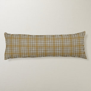 Almohada marrón de cuadros para cama y cuerpo