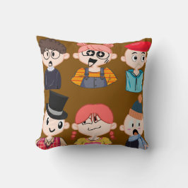 Almohada marrón de lanzamiento con personajes ador