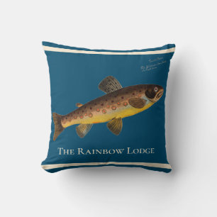 Almohada marrón de Watercolor de trucha de pesca c