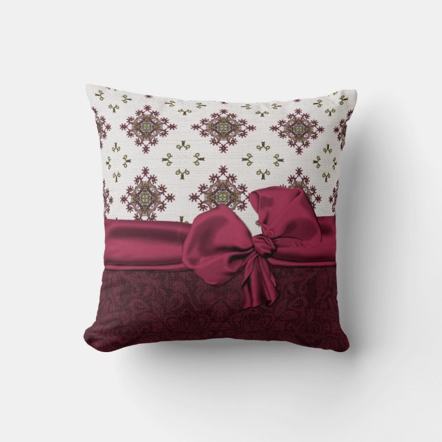Almohada marrón elegante del damasco (Anverso)