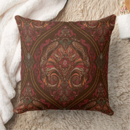Almohada marrón vintage de mandala paisley - Boho