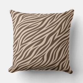 Almohada marrón y beige de rayas de cebra Chic