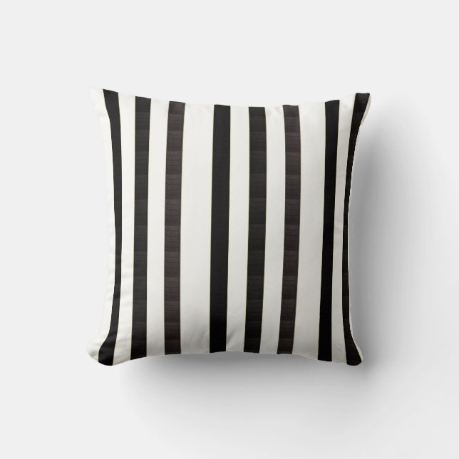 Almohada marrón y blanca a rayas (Anverso)