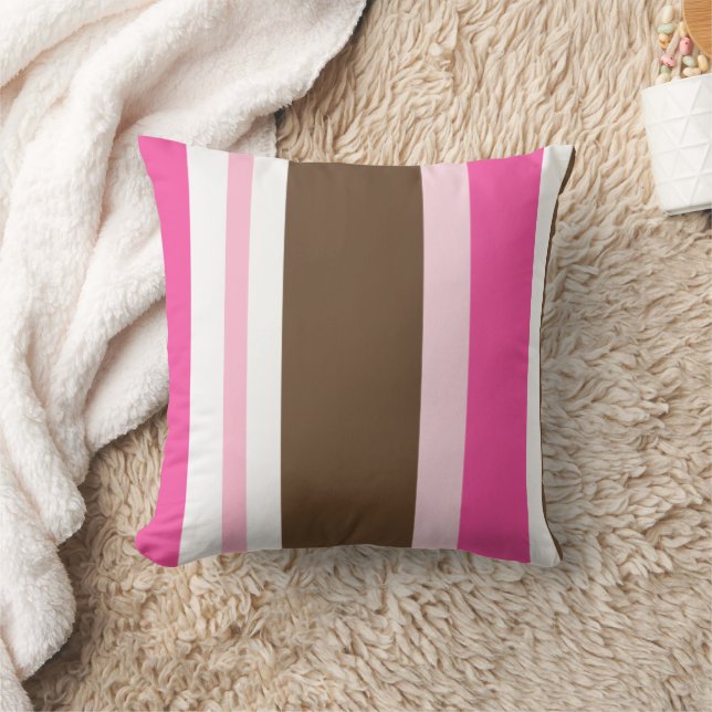 Almohada marrón y rosa rayada (Manta)
