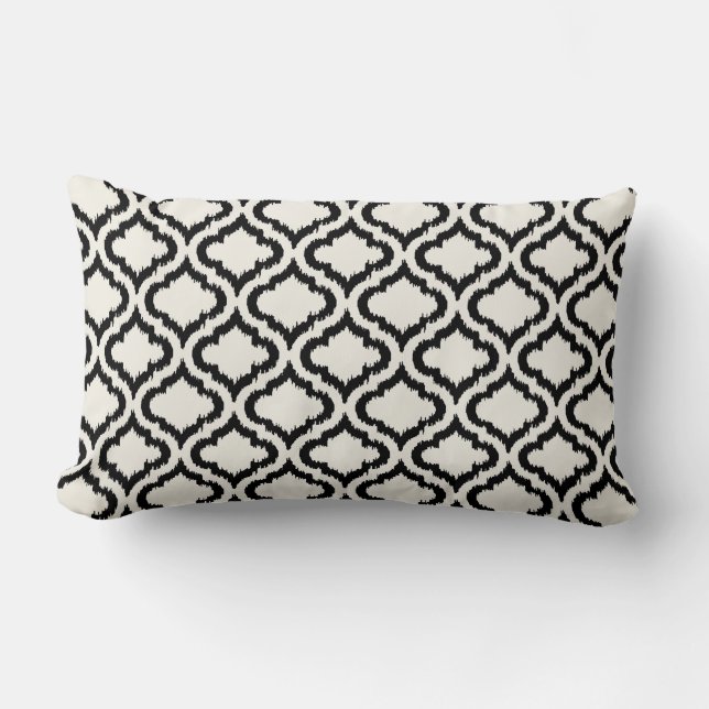 Almohada marroquí blanco y negro elegante del ikat (Anverso)